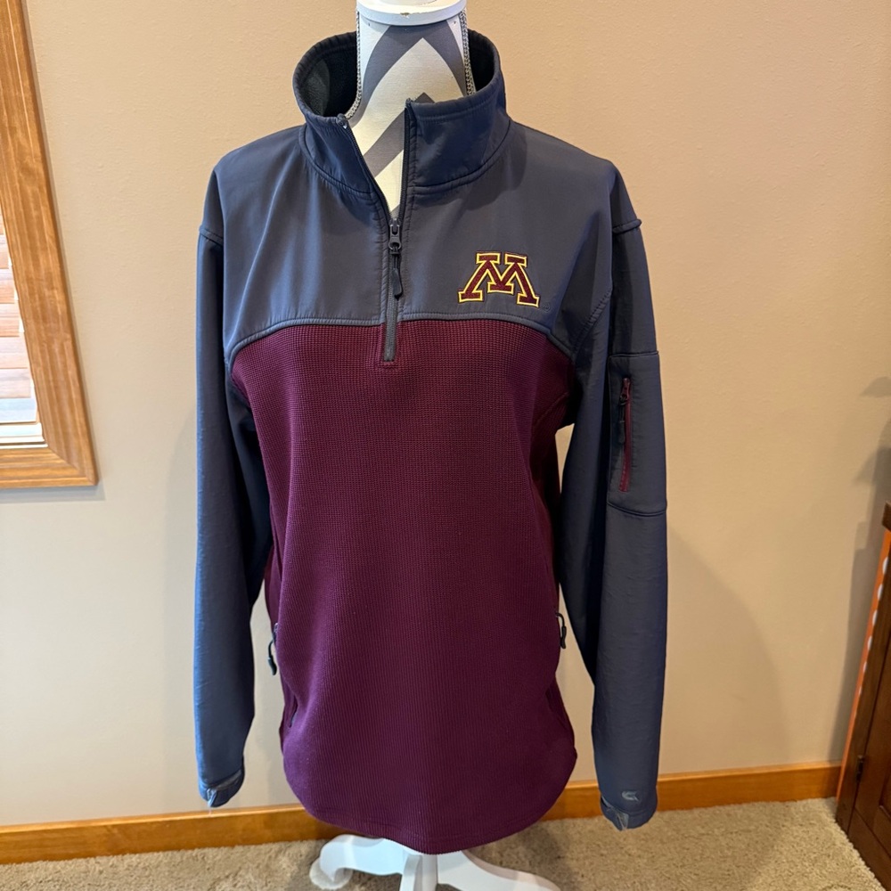 Colosseum Maroon and Grey Quarter-Zip Sweatshirt